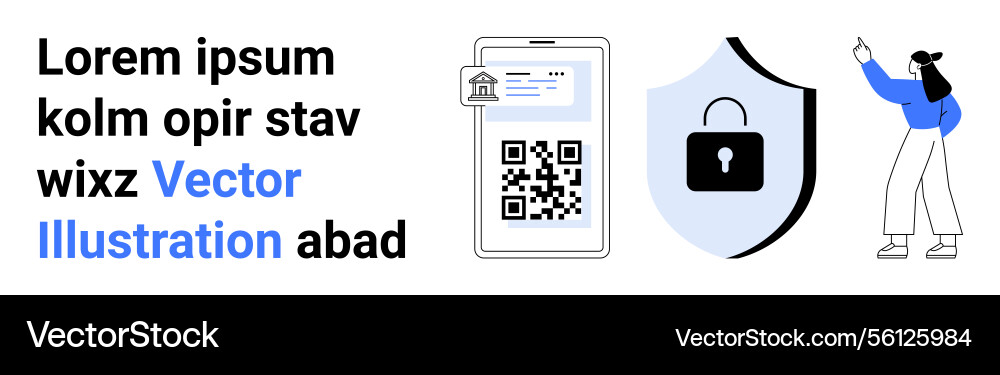 Digital security concept with qr code lock shield Digital security concept with qr code lock shield vector image