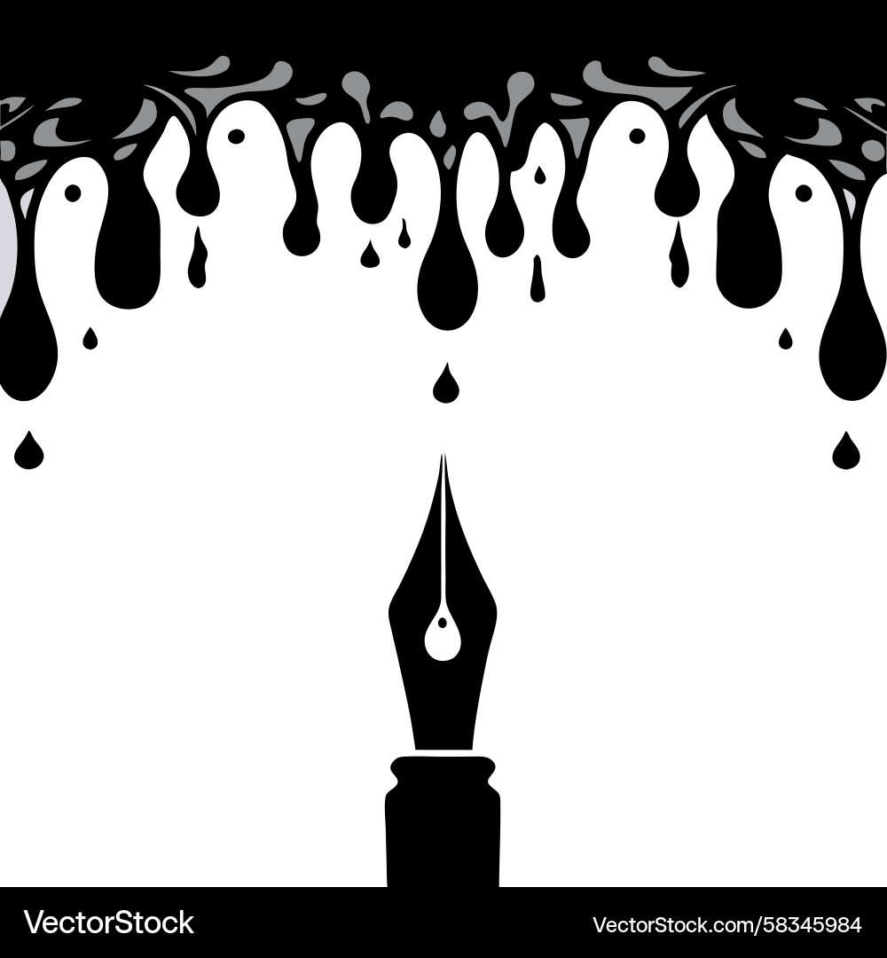 Ink Splatter with Pen Nib Vector Image