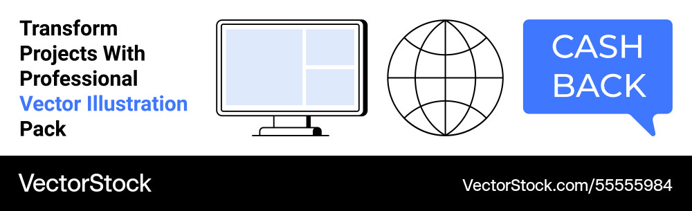 Monitor with layout grid globe outline Vector Image