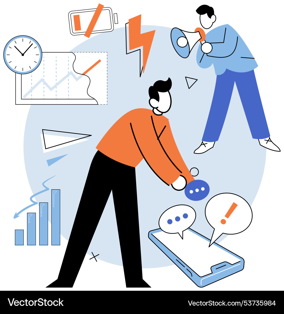 Person work with business system organizing data Vector Image