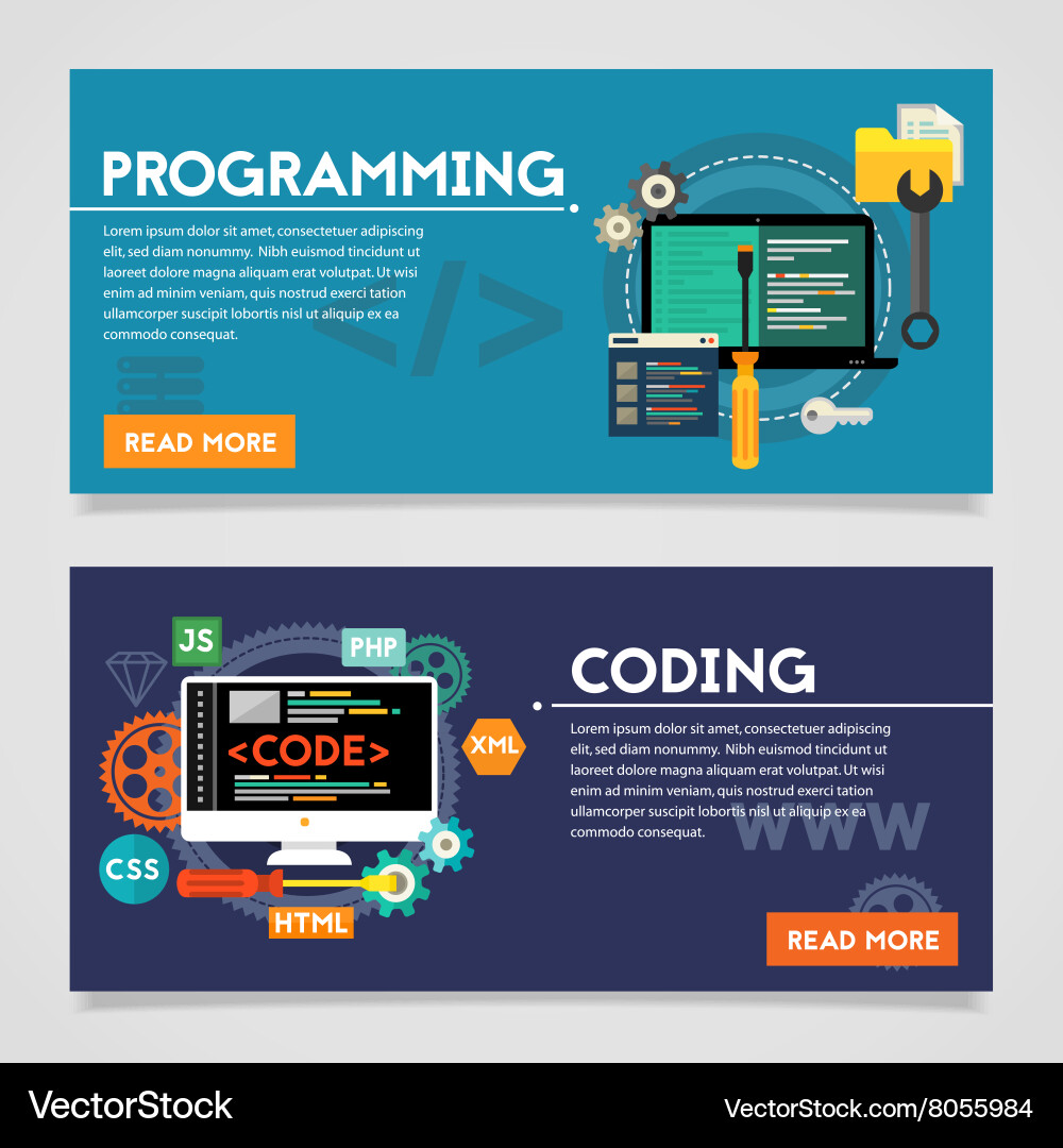 Programming and coding concept banners Vector Image