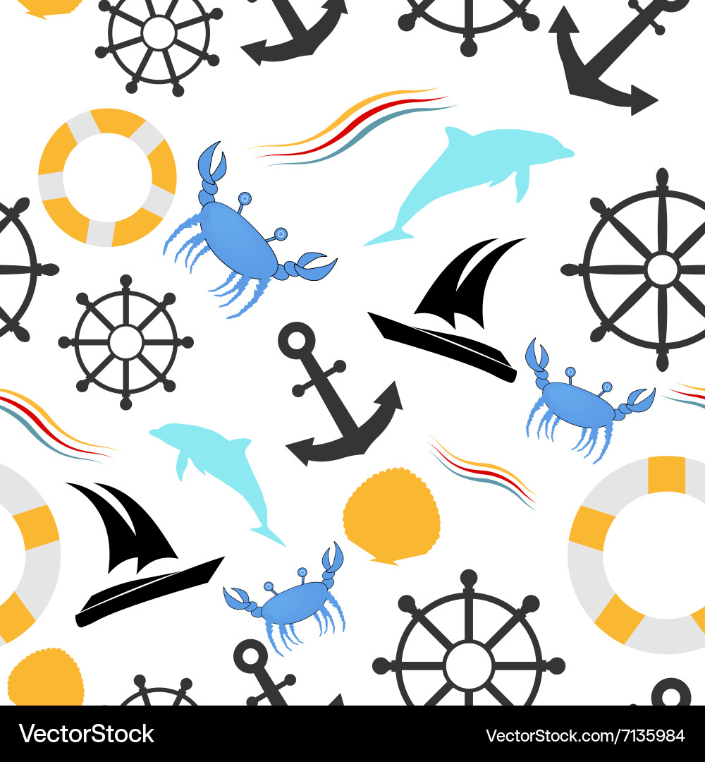 Seamless pattern with nautical elements vector image