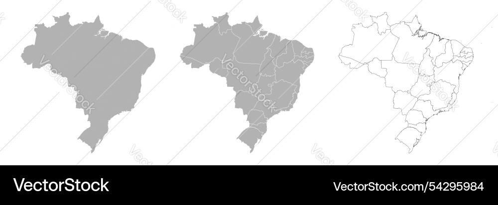Set of brazil maps with main map and regional Vector Image