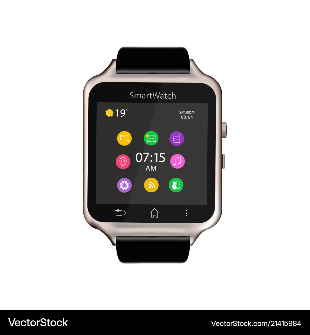 Smart watch device display with app icons Vector Image