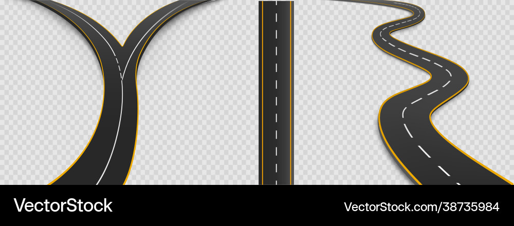 Winding gekrümmte Straße oder Autobahn mit Markierungen Winding gekrümmte Straße oder Autobahn mit Markierungen vektorbild