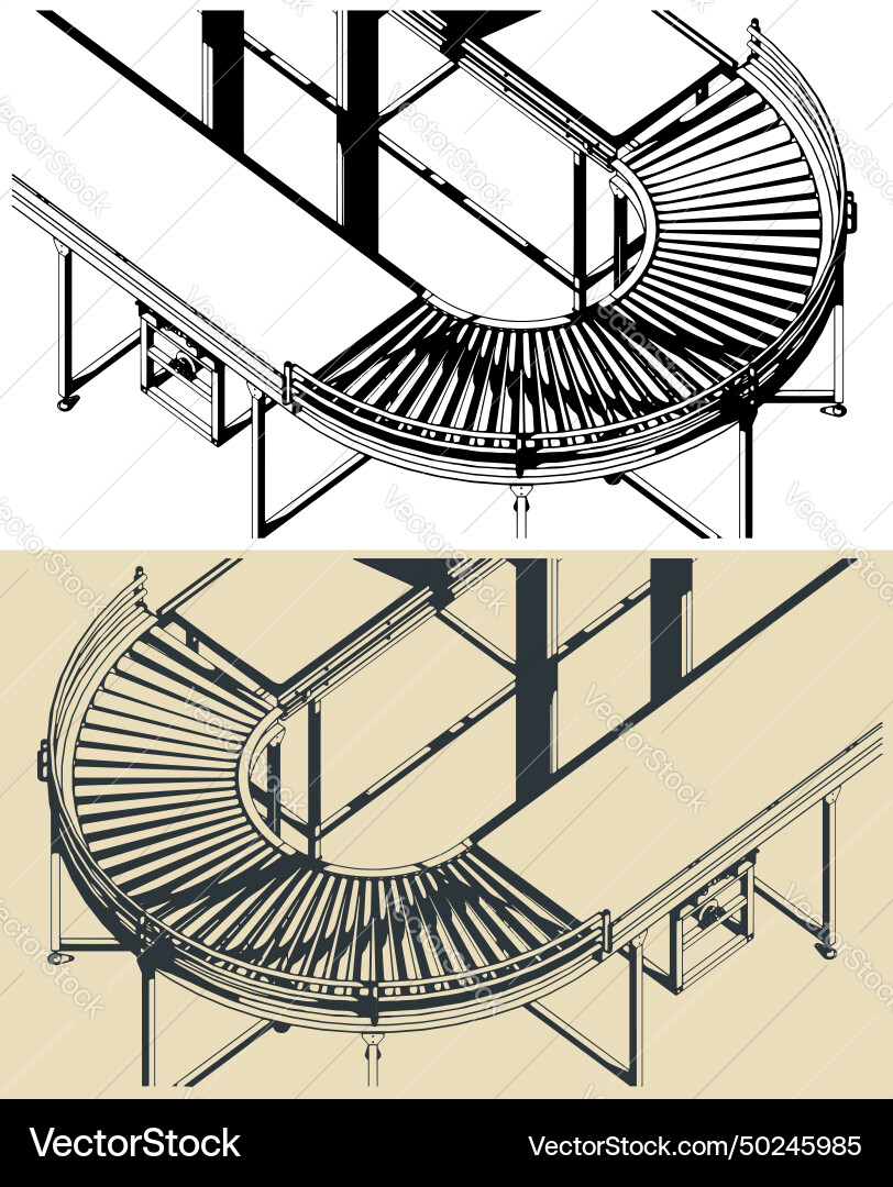 Automated factory conveyor line close up vector image