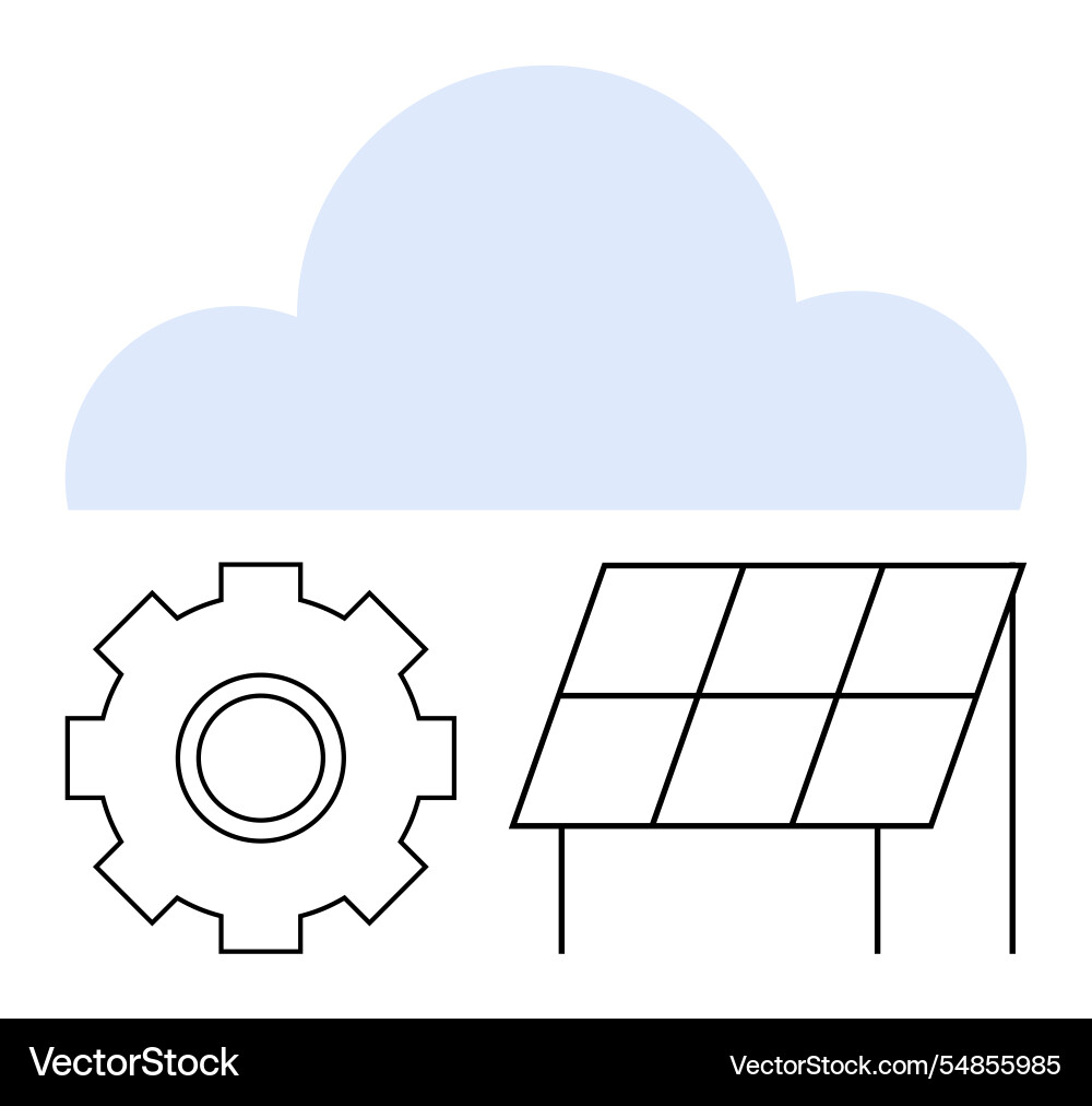 Cloud computing integration with solar energy Vector Image