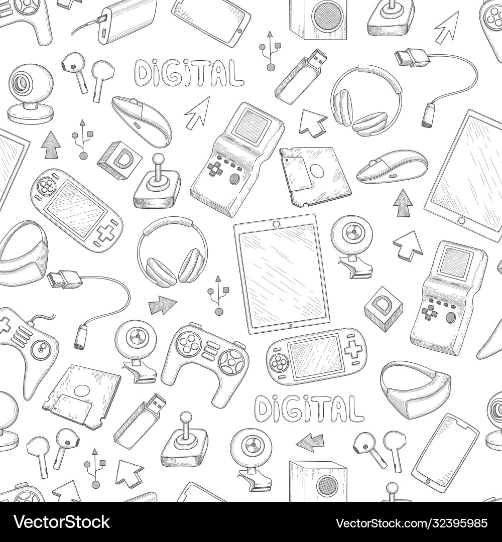Digital Gadget Pattern vector image