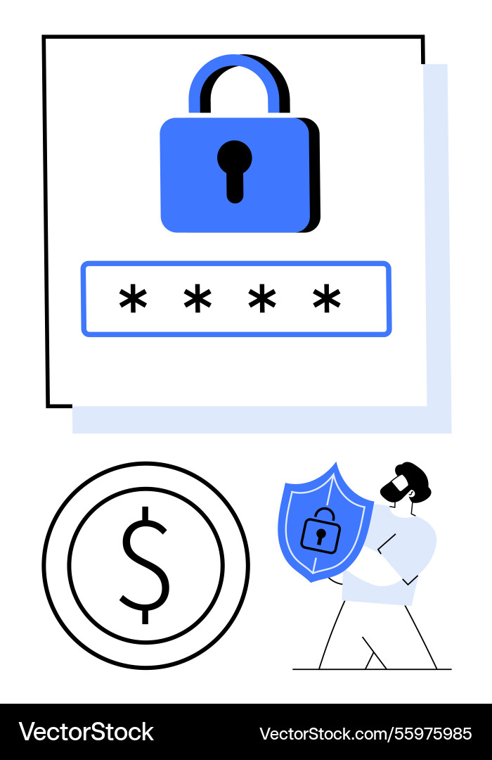 Digital security concept with lock icon password vector image