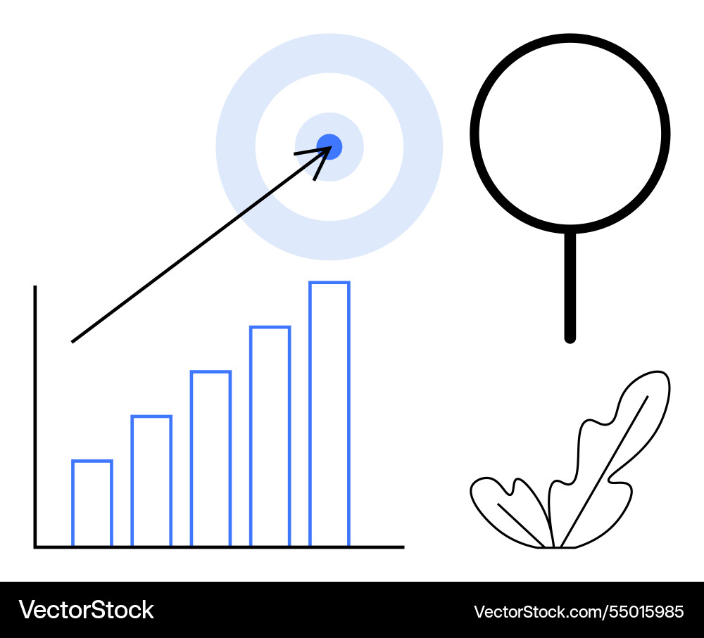 Growth bar chart with arrow target and abstract Growth bar chart with arrow target and abstract vector image
