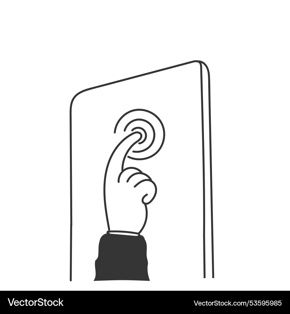 Index finger pressing the touch screen on device Vector Image