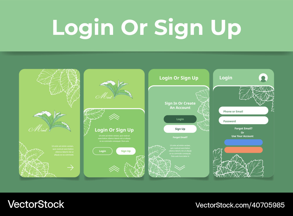 Mint leaves decorative user interface log Mint leaves decorative user interface log vector image