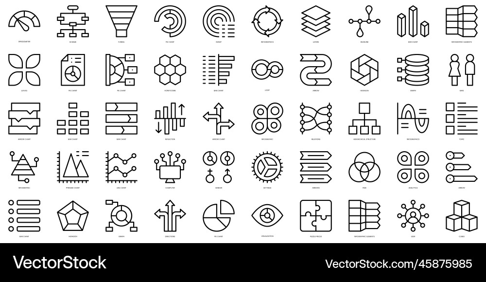 Set of simple outline infographic elements icons Set of simple outline infographic elements icons vector image