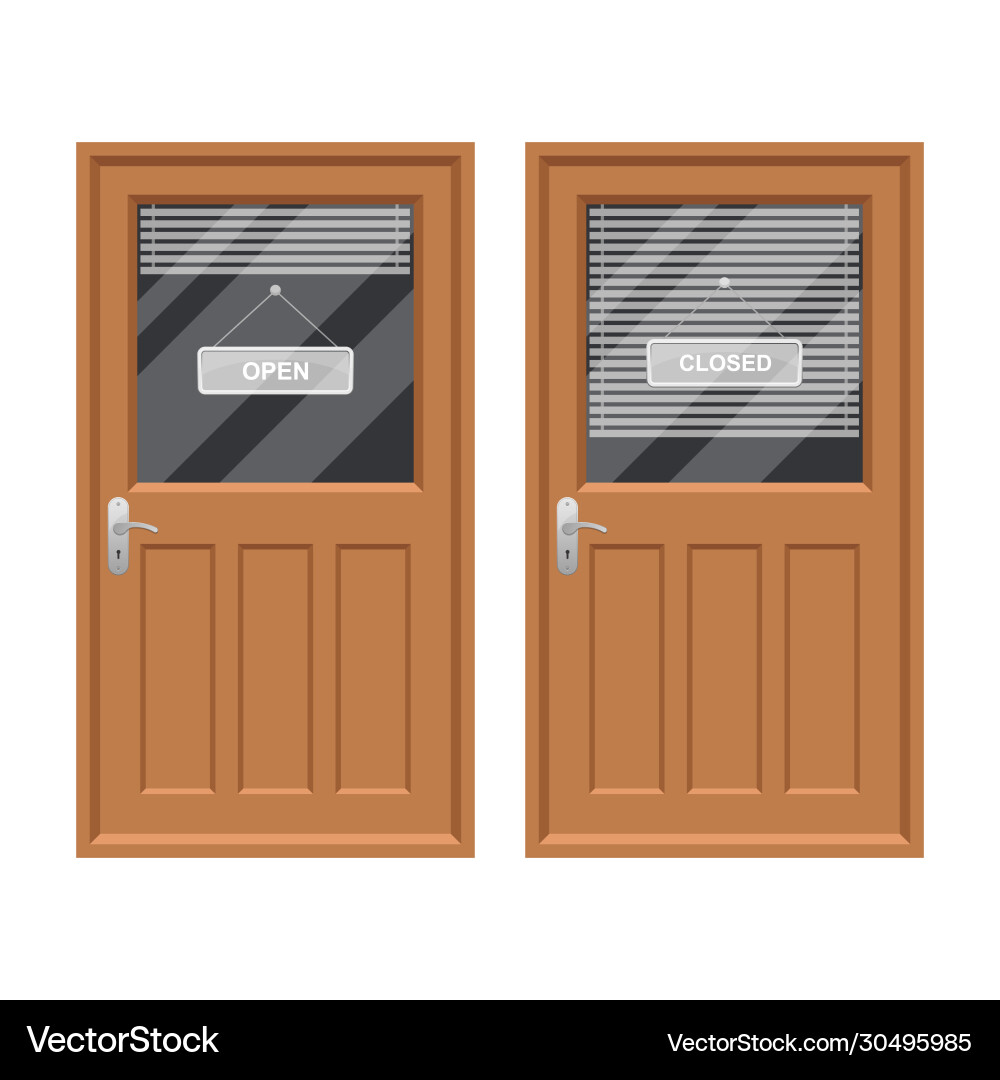 Shop door with open and closed sign Shop door with open and closed sign vector image