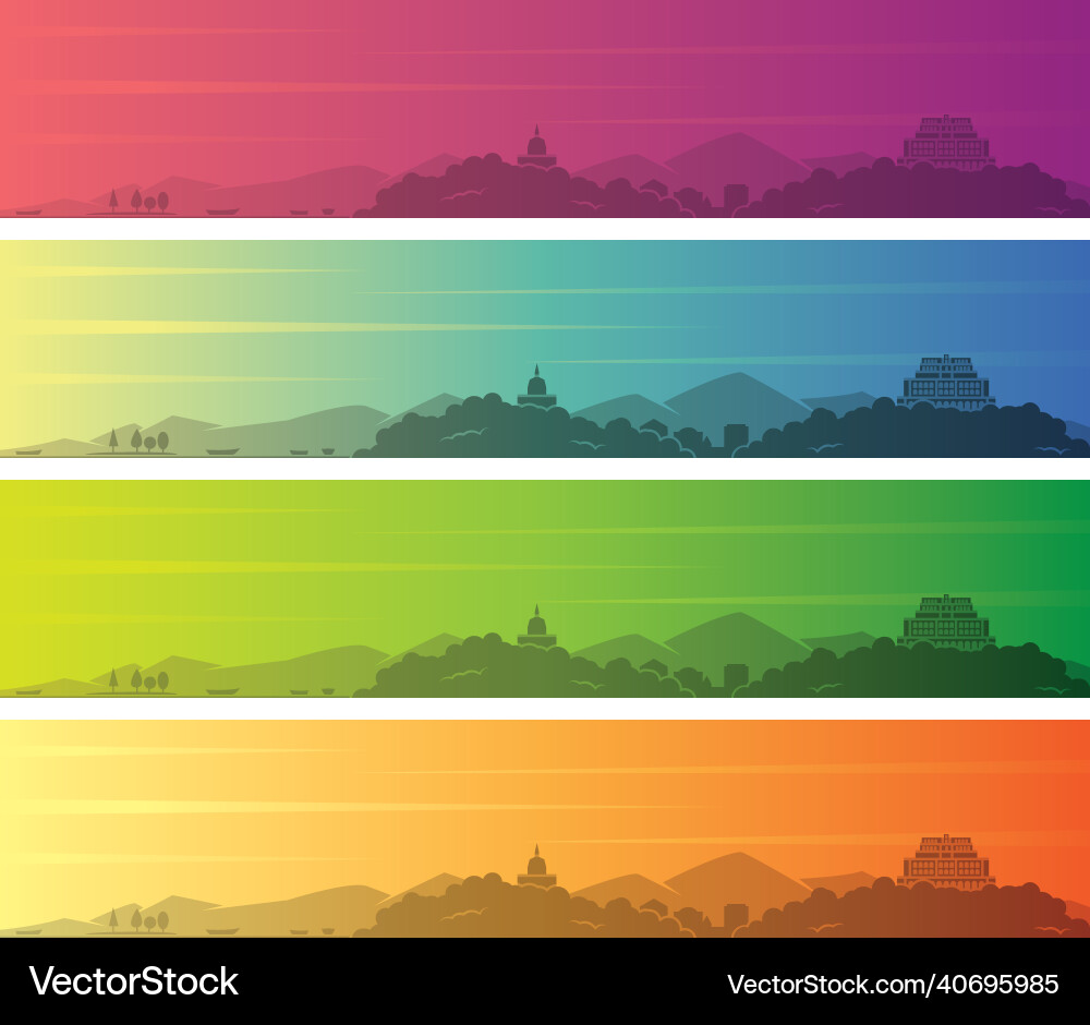 Srinagar multiple color gradient skyline banner Vector Image