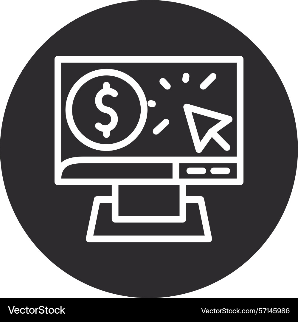 Cost per click inverted circle black Vector Image
