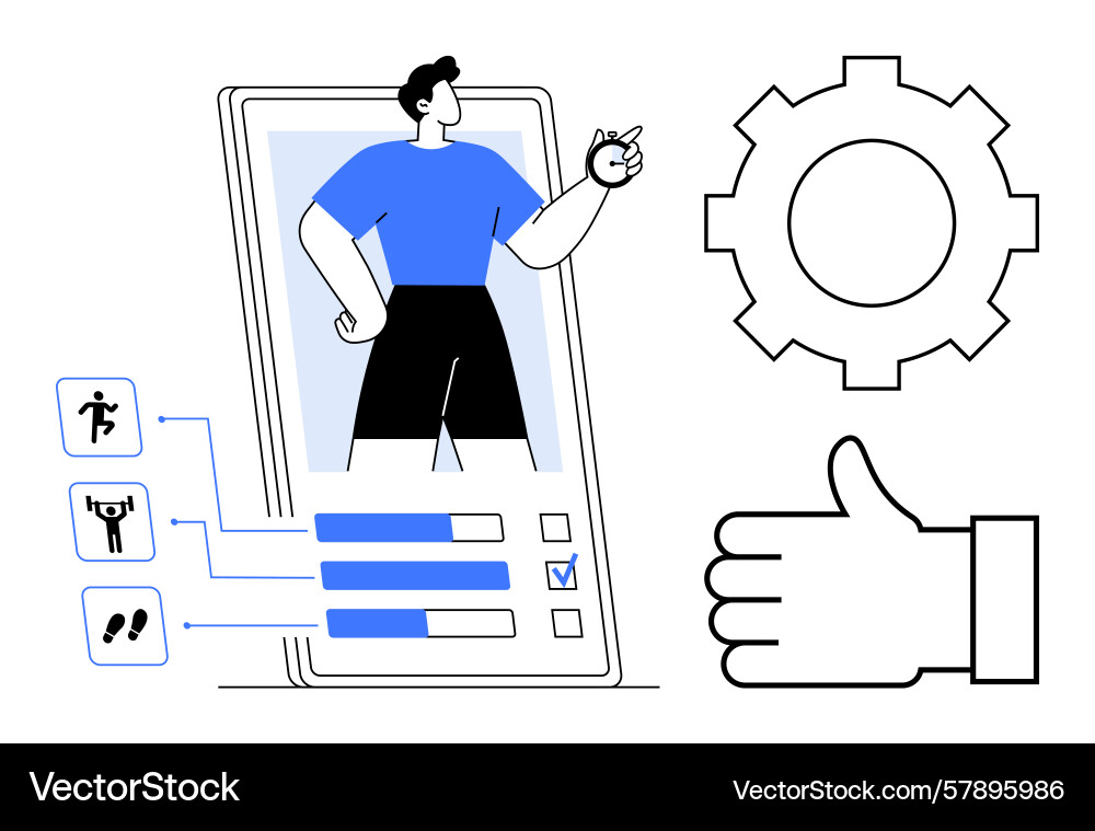 Fitness app interface with user settings tracking Vector Image