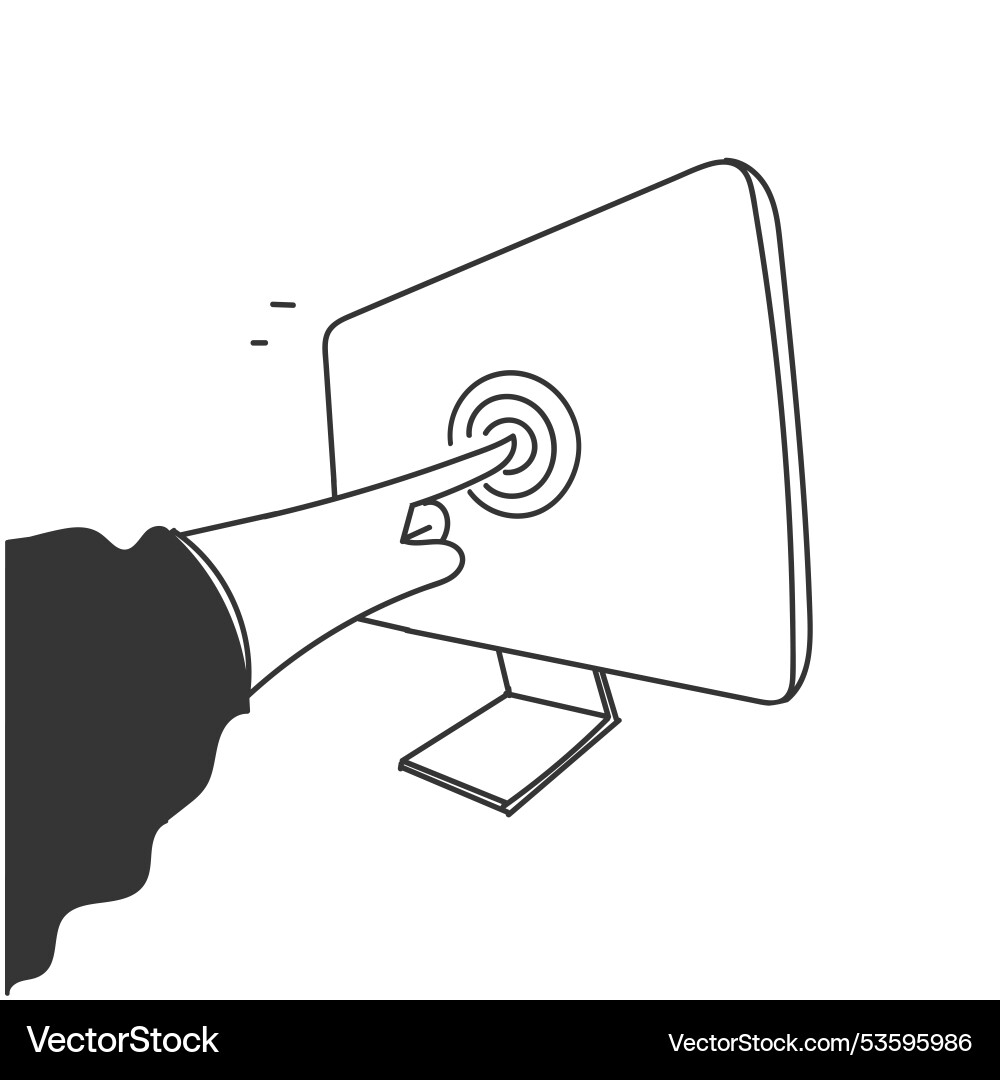 Index finger pressing the touch screen on device Vector Image