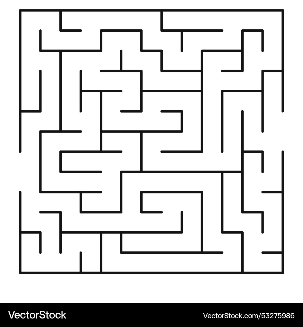 Maze shape design element there is one entrance Maze shape design element there is one entrance vector image