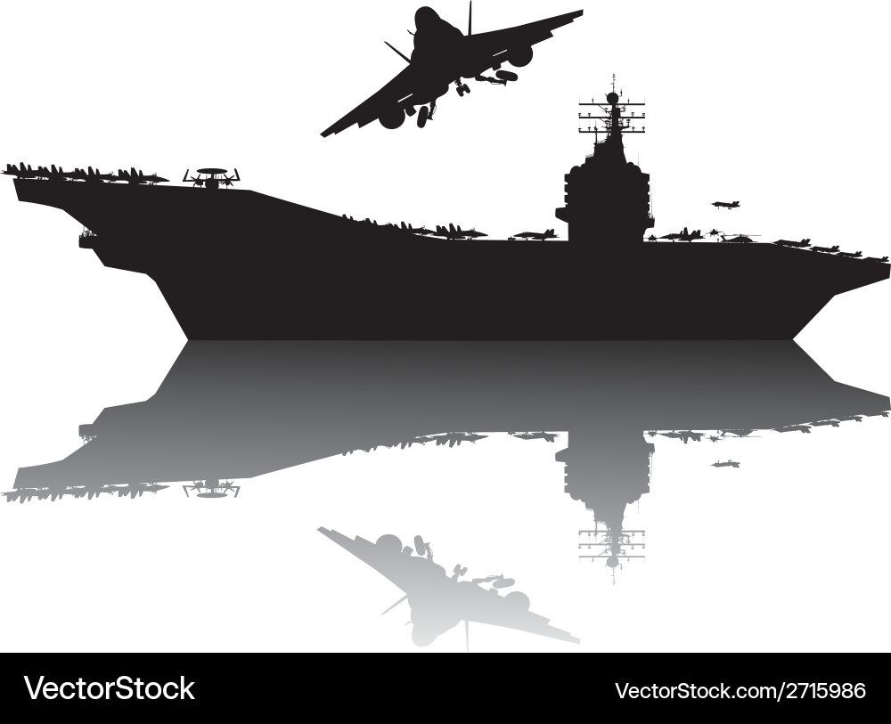 Navy Aircraft Carrier Silhouettes vector image