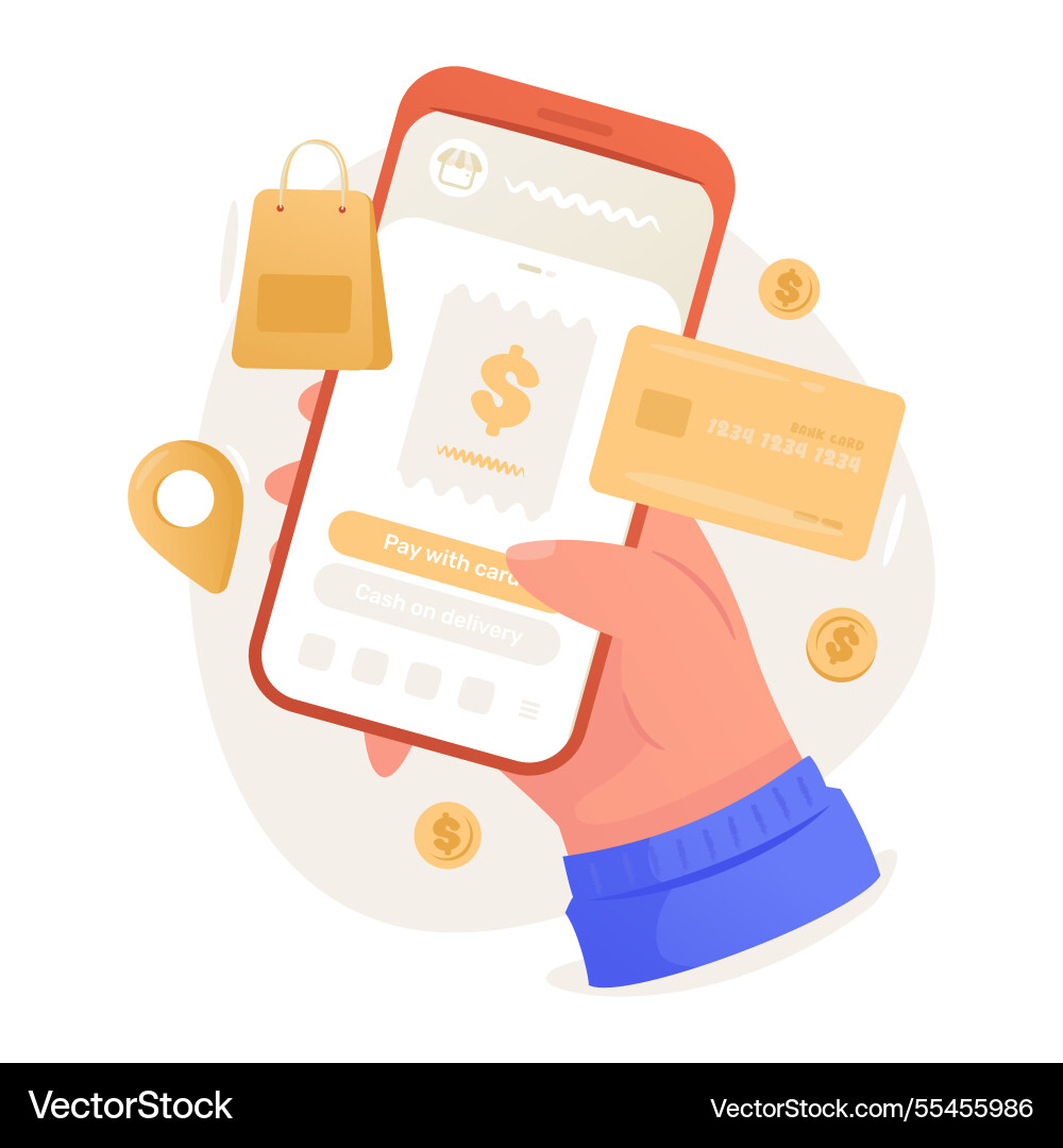 Online shopping payment transaction Online shopping payment transaction vector image