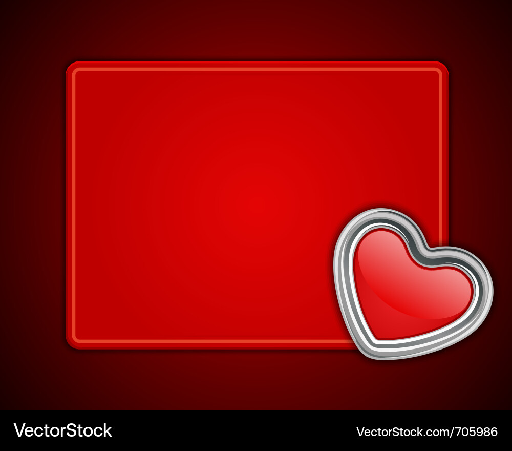 Red shiny heart shape on card Vector Image