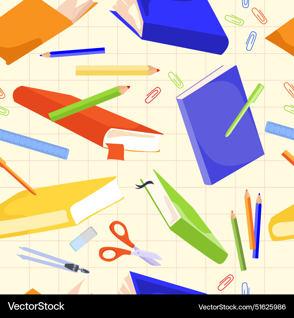 Seamless pattern with different book Seamless pattern with different book Vector Image