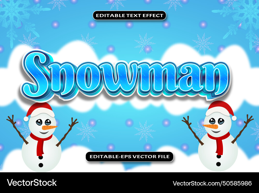 Snowman editable text effect 3d emboss style Snowman editable text effect 3d emboss style Vector Image
