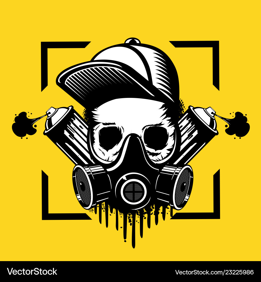 Street art artist skull in a protective mask Street art artist skull in a protective mask vector image