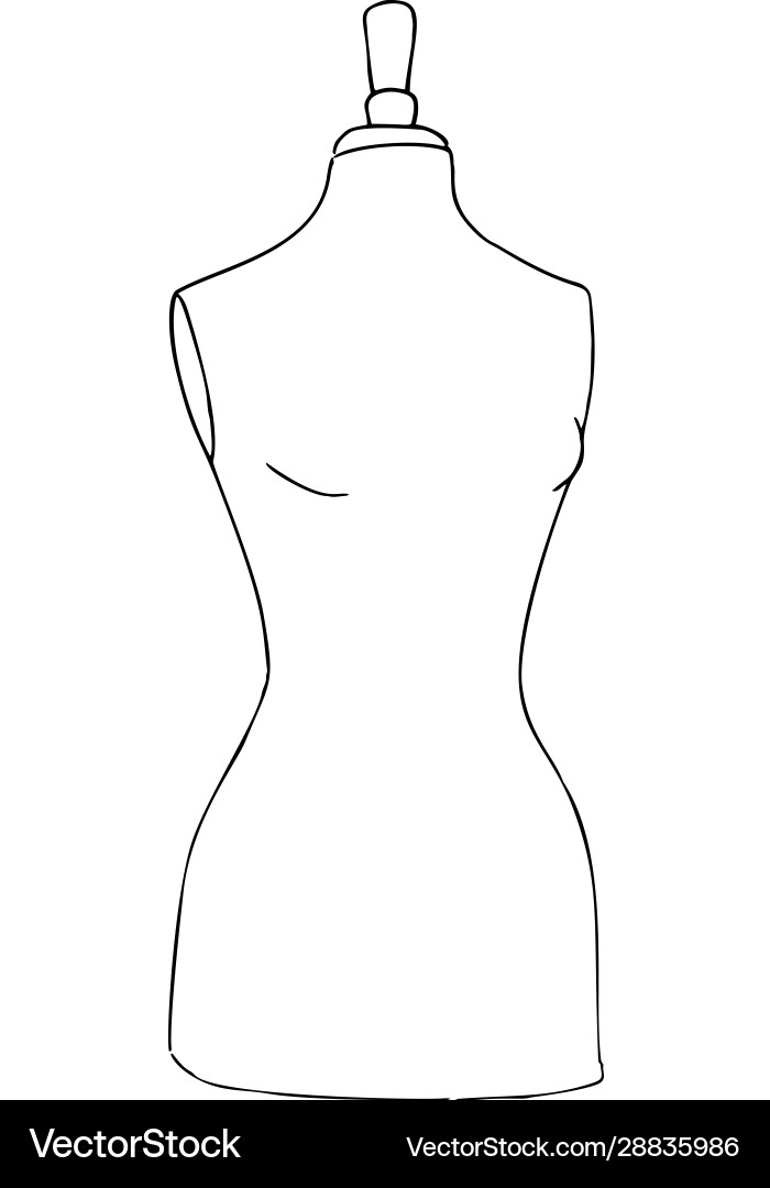 Tailor dummy woman silhouette standing mannequin Tailor dummy woman silhouette standing mannequin vector image