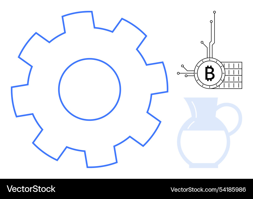 Technology blockchain and classical objects Technology blockchain and classical objects vector image