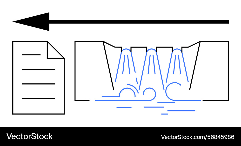 Water flow system processing data representation vector image