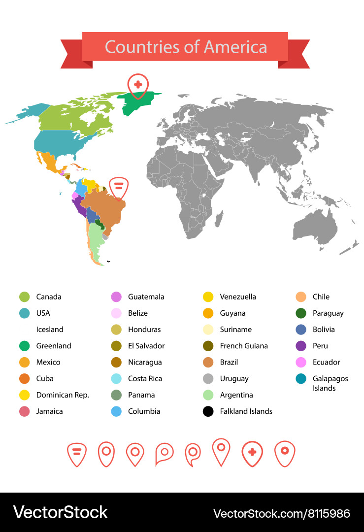 World Map Countries Overview Vector Image