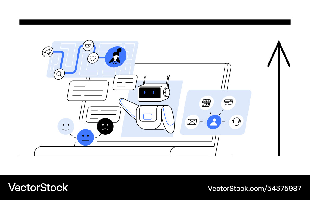 Ai chatbot responding to user queries on laptop Ai chatbot responding to user queries on laptop vector image