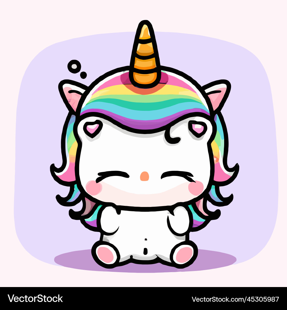Cute unicorn kawaii chibi drawing style – Royalty-Free Vector | VectorStock, image size:1000x1080