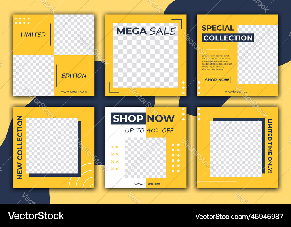Editable template post for social media ad dark Vector Image