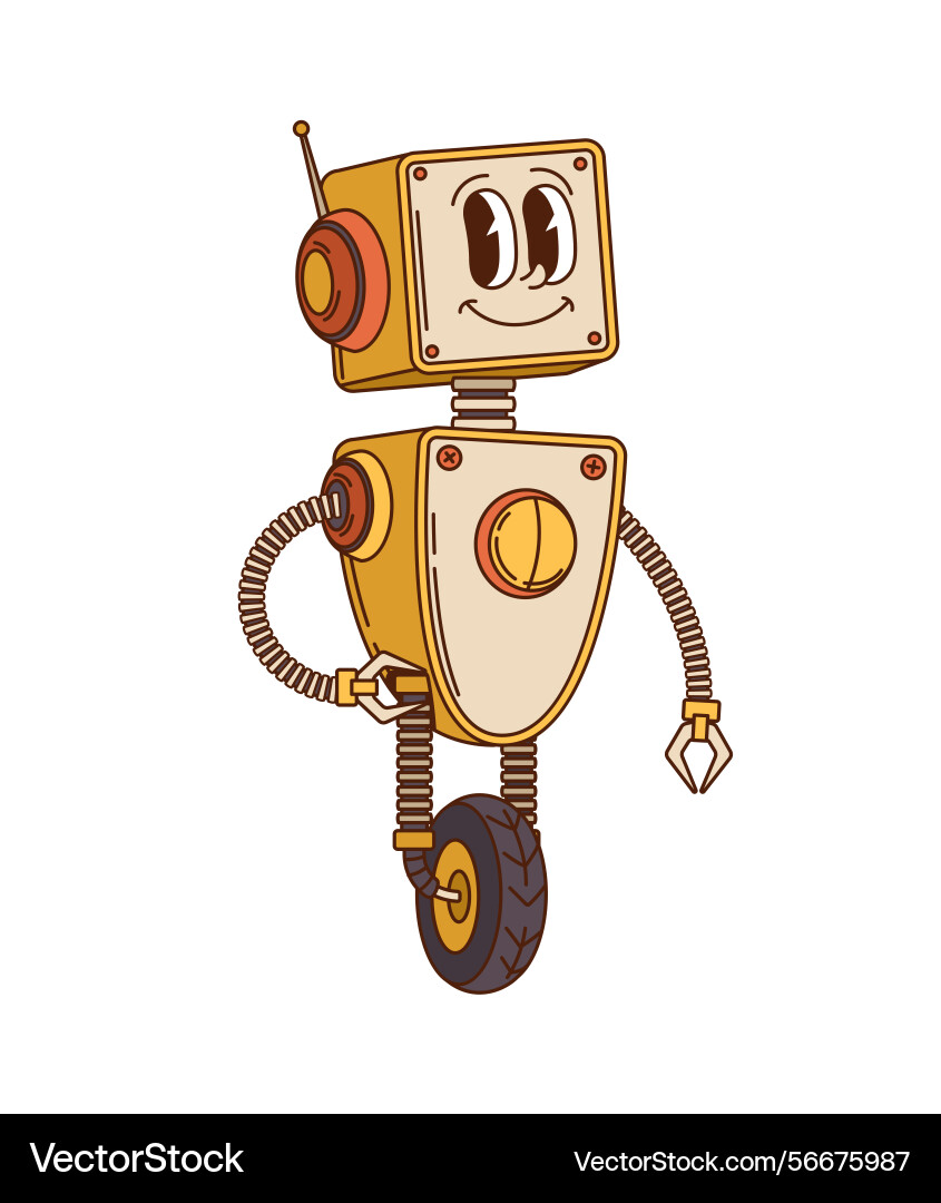 Groovy robot and droid retro y2k ai character Groovy robot and droid retro y2k ai character vector image