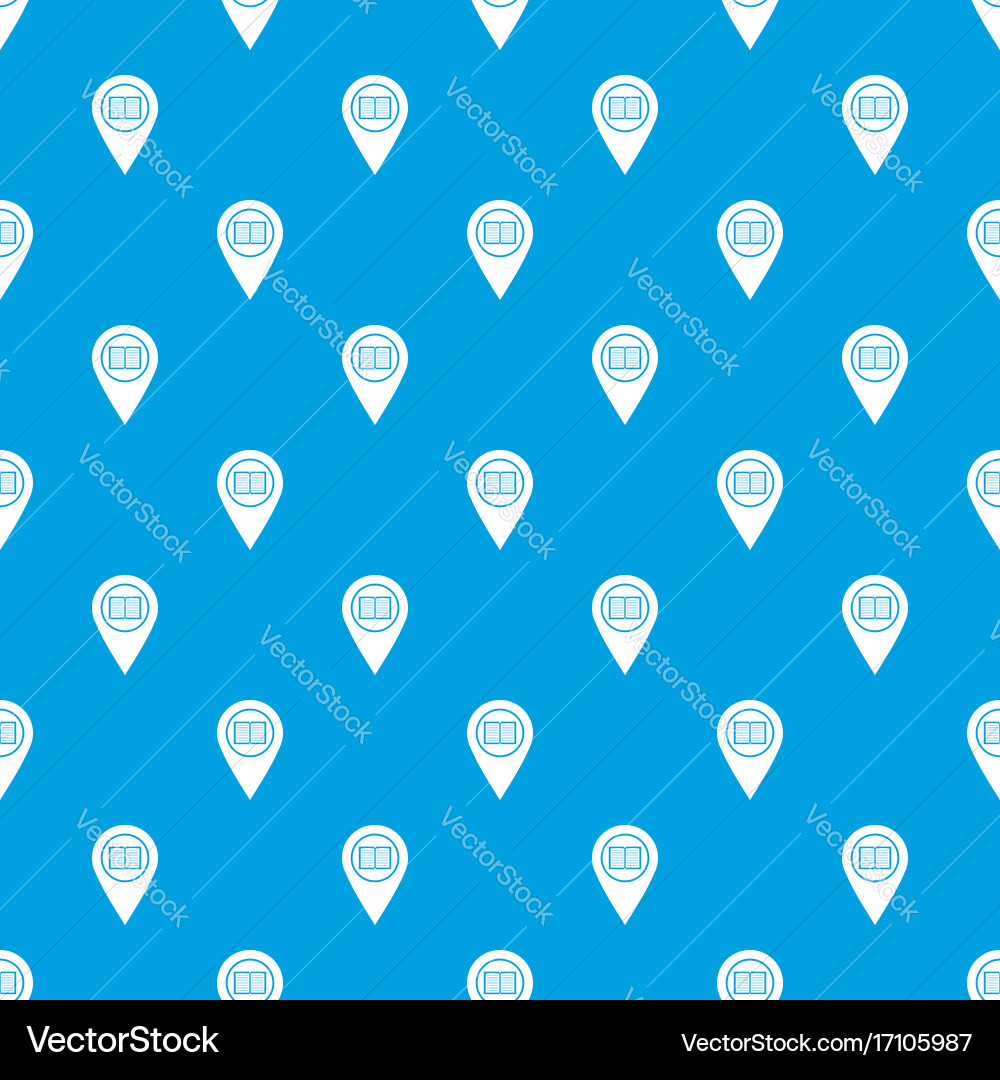 Map pointer with book pattern seamless blue Vector Image