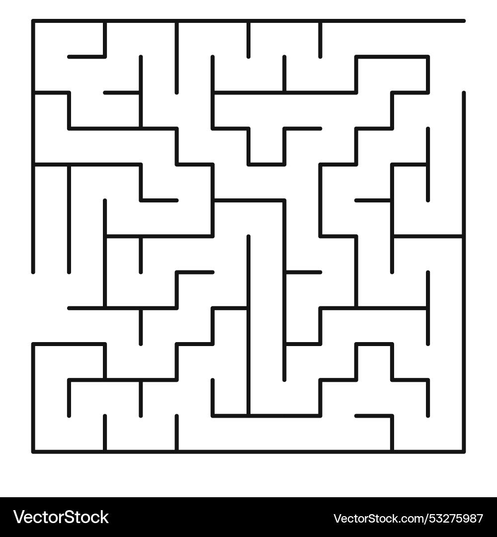 Maze shape design element there is one entrance Maze shape design element there is one entrance vector image