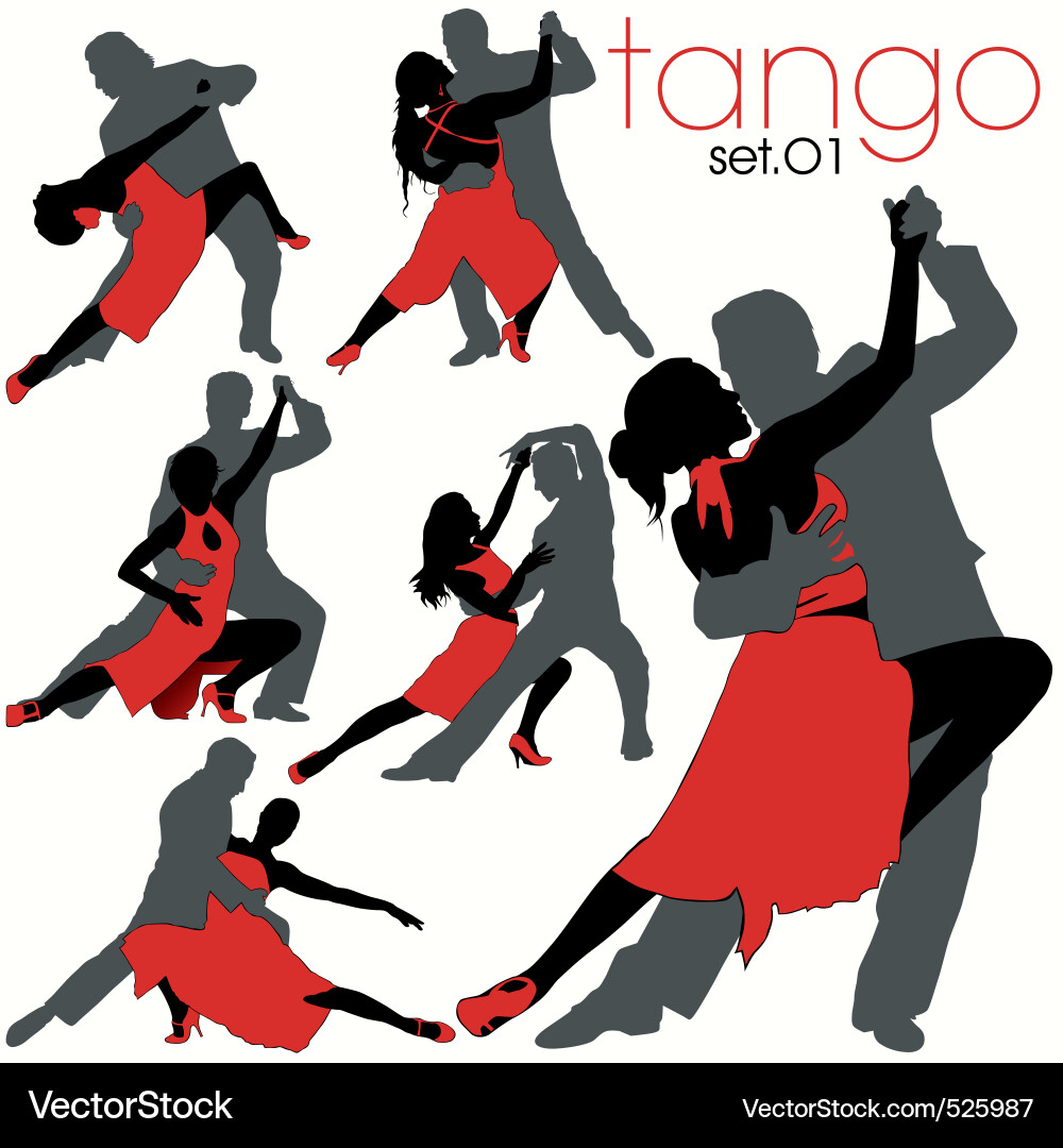 Tango Silhouettes - Romantic Dance Vector Image