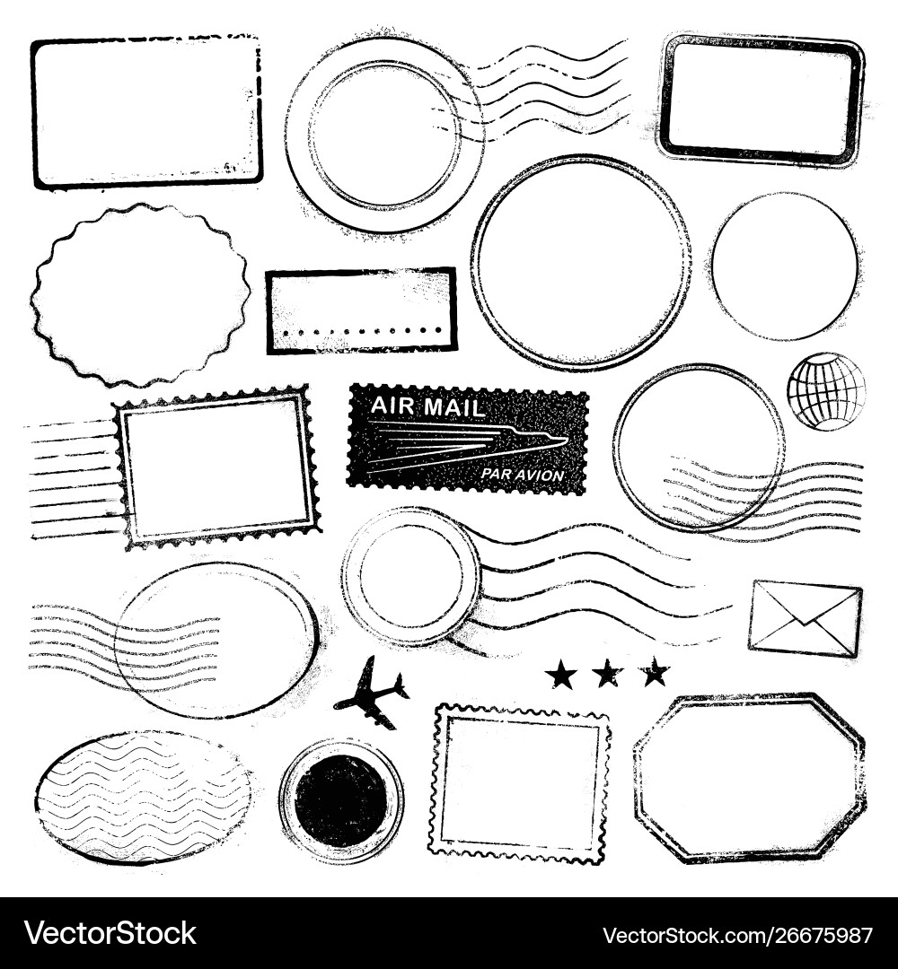 Vintage Postmark & Stamp Collection Vector Image