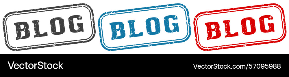 Blog stamp rectangular set isolated Vector Image