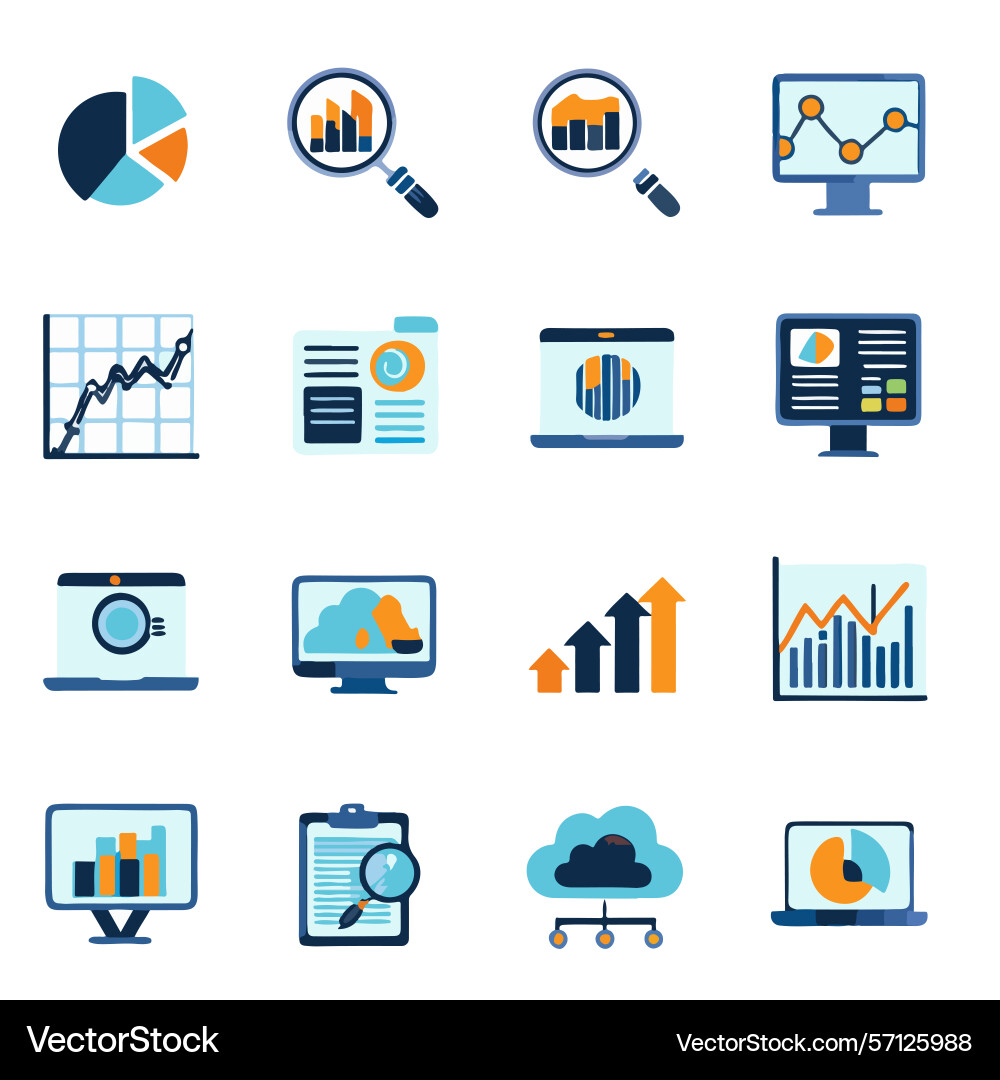Data analytics thin line icon set Data analytics thin line icon set vector image