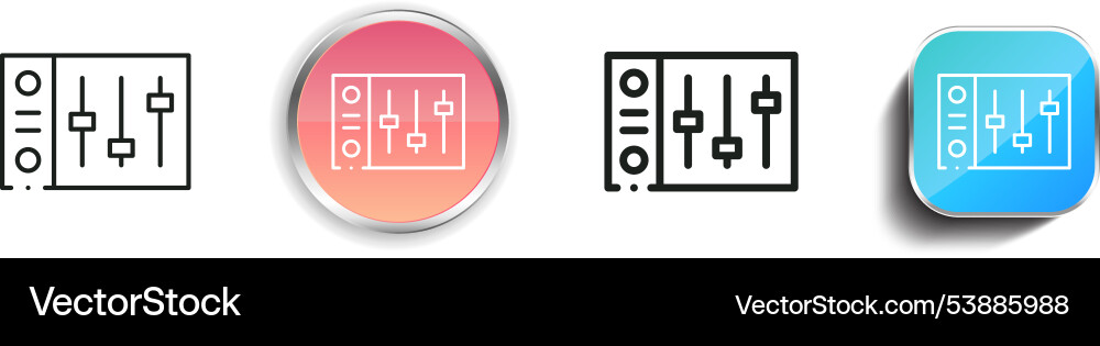 Equalizer icon thin linear regular and button vector image