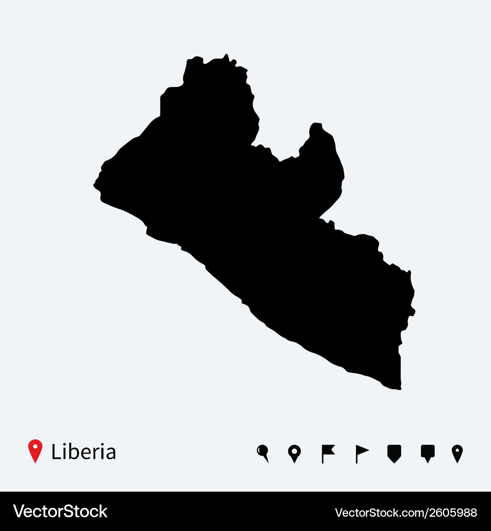 Liberia Map with Navigation Pins Vector Image