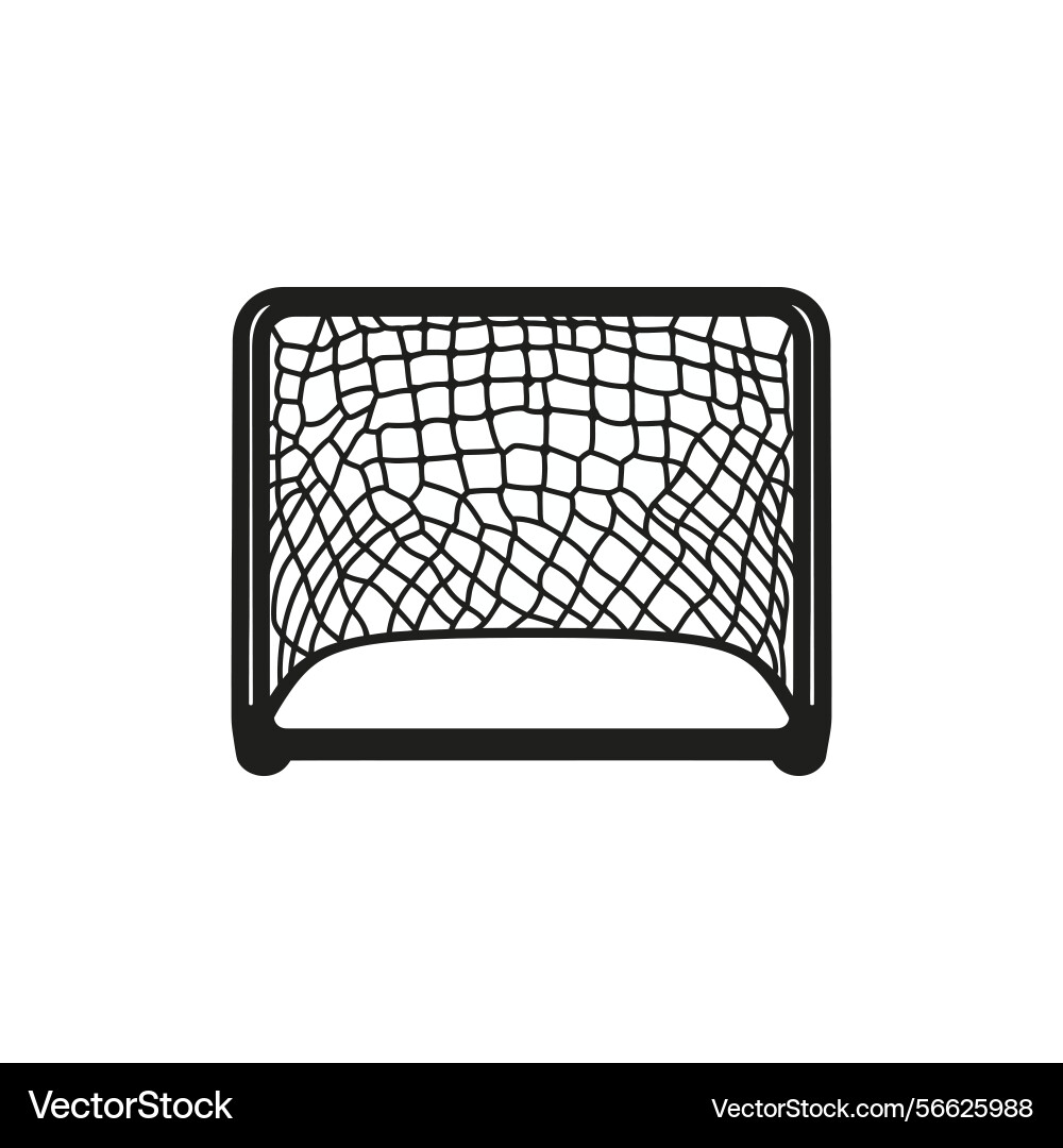 Minimalist black goalpost with net on transparent Vector Image