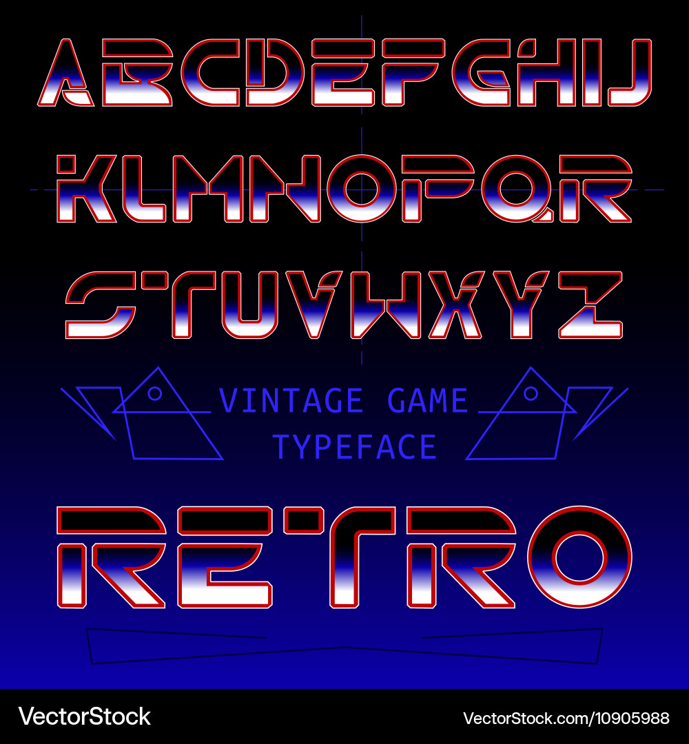 Retro font typeface in futuristic style vector image