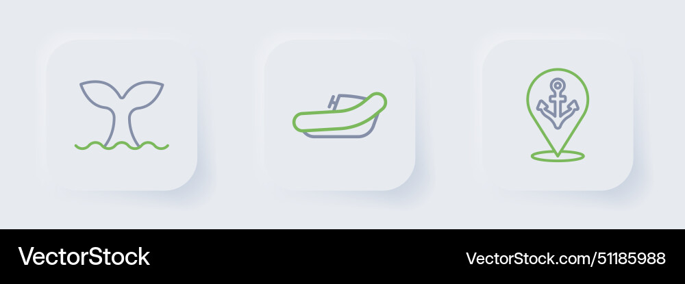 Set line location with anchor inflatable boat Set line location with anchor inflatable boat vector image