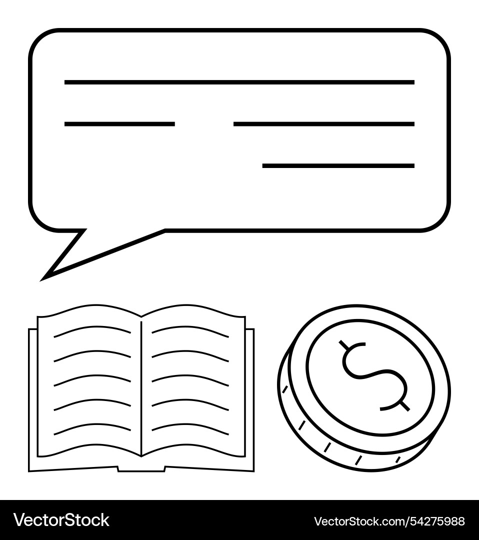 Speech bubble with text open book and dollar Speech bubble with text open book and dollar Vector Image