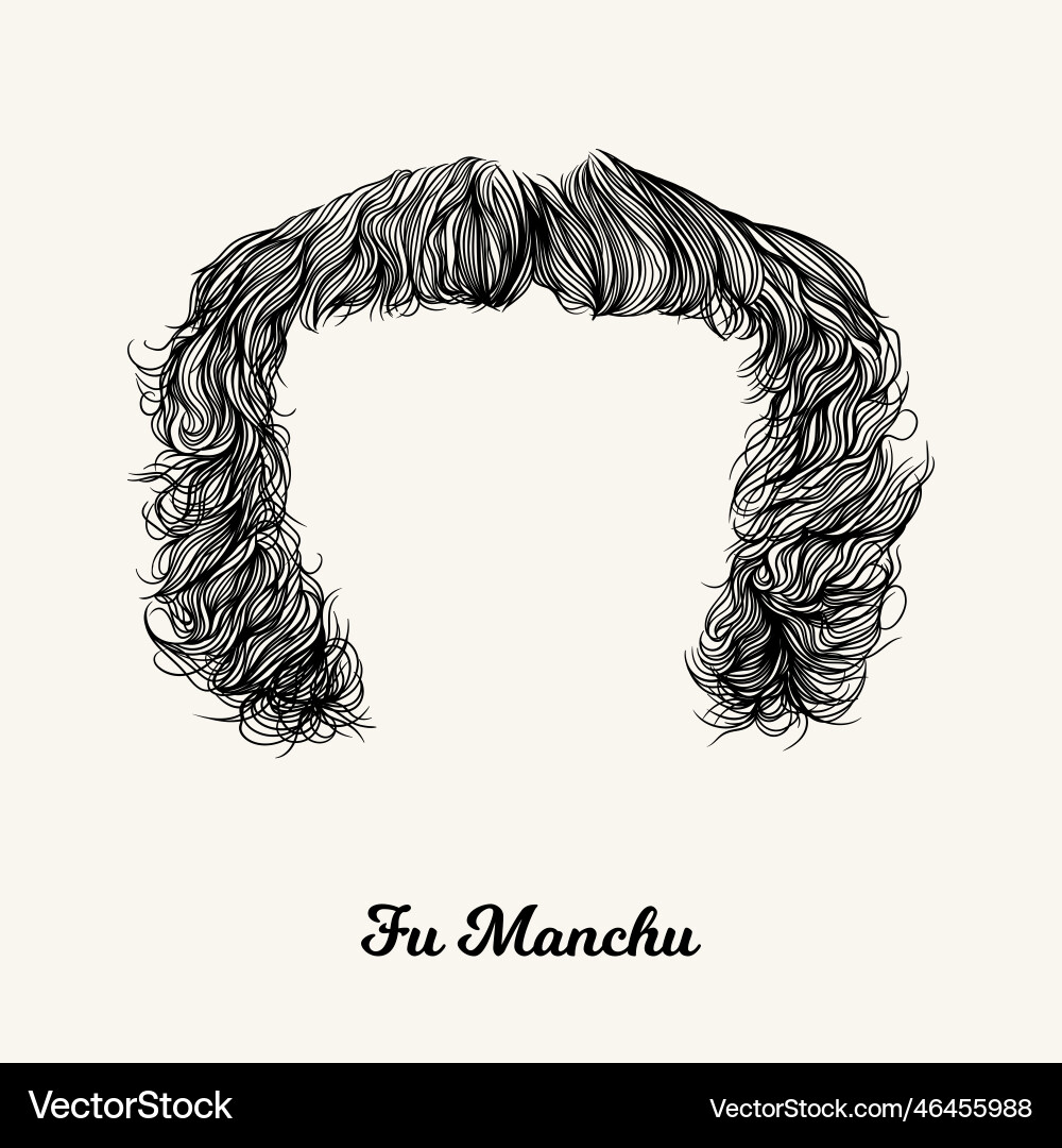Stylish Fu Manchu Mustache – Lizenzfreie Vektorgrafik | VectorStock, image size:1000x1080